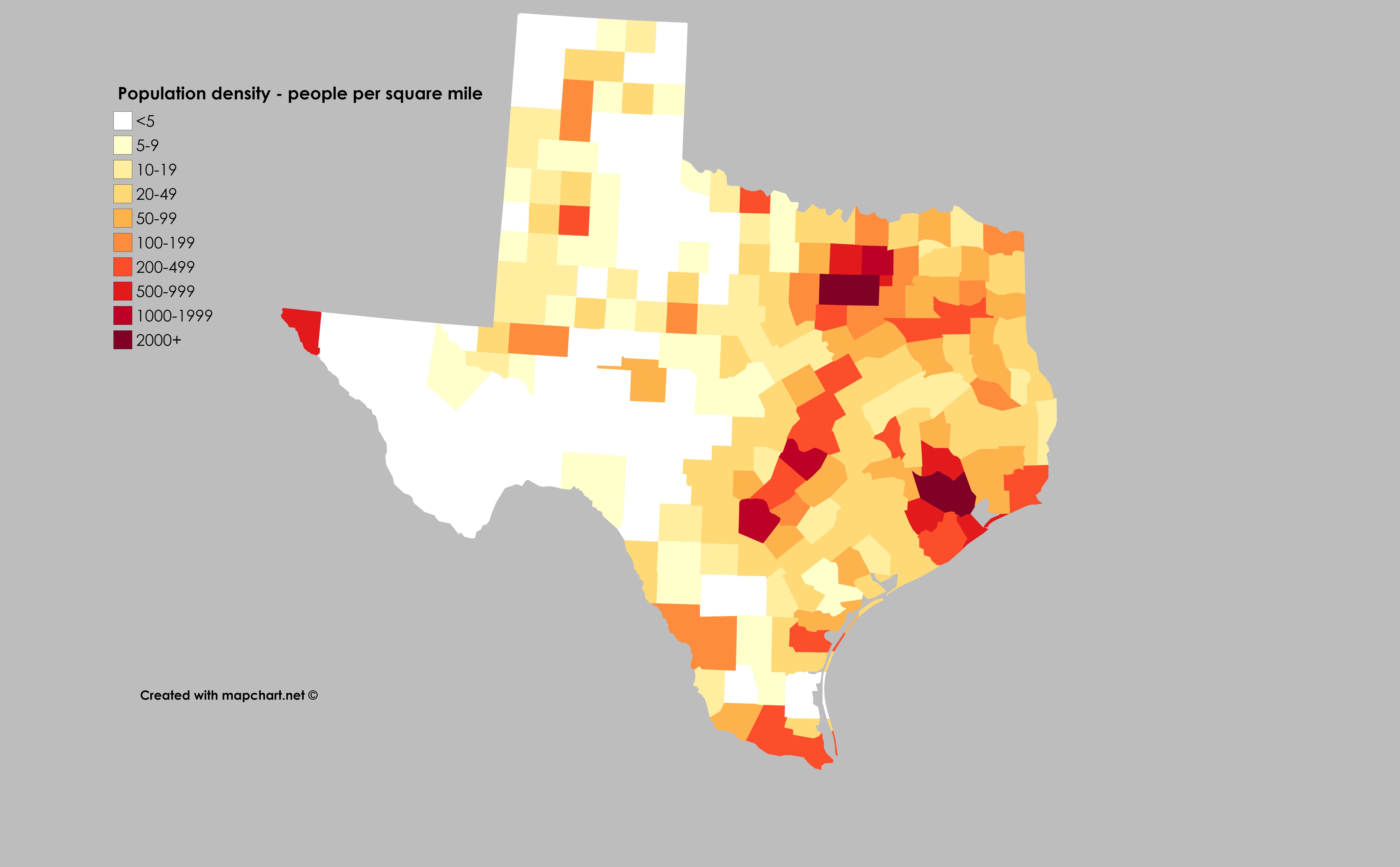 Texas Population Density Map maps