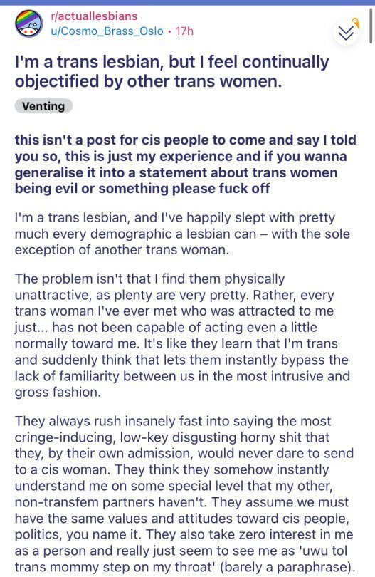 Dude comes this close to realizing what he and his fellow trans women ...